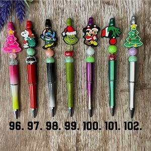 Handcrafted Christmas Pens Beaded Unique Artisan Gifts Office Accessories